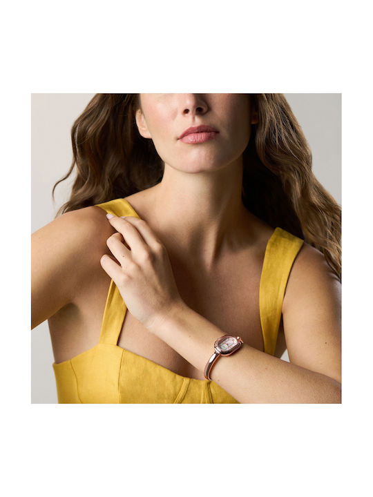 Fossil Womens Watch 25mm Battery With Pink Gold Metal Bracelet