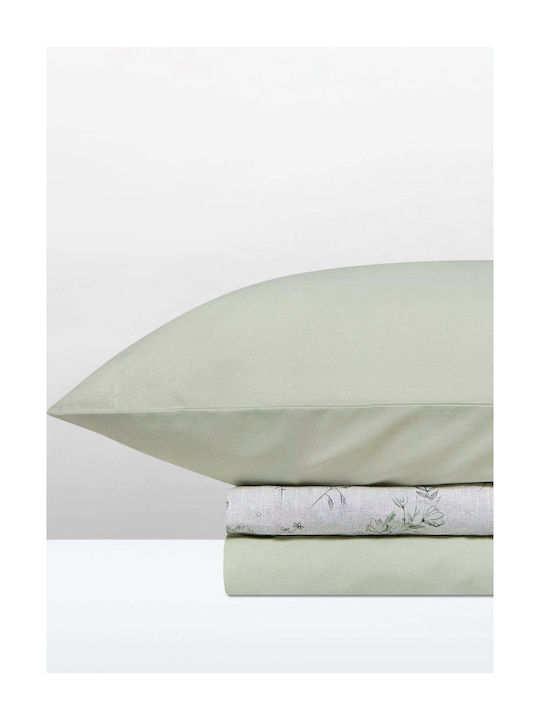 Aigaion Set Bed Sheet with 2 Pillowcases Super-Double with Rubber Hugger 160x200+35cm 3 (3 Pieces)