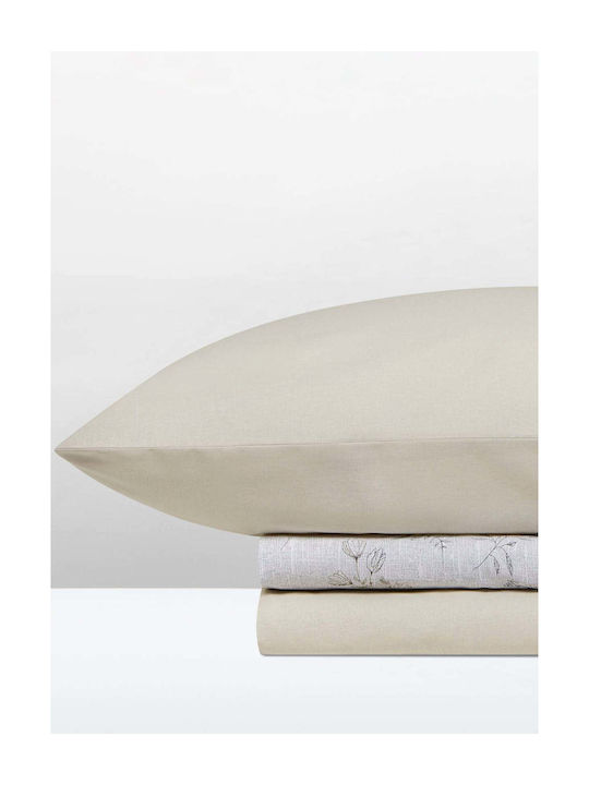Aigaion Set Bed Sheet with 2 Pillowcases Super-Double with Rubber Hugger 160x200+35cm 3 (3 Pieces)
