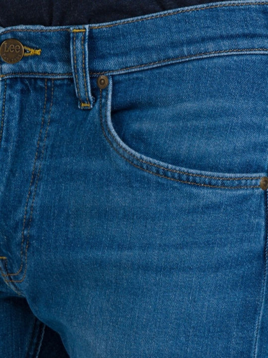 Zip Fly Men's Jeans Pants Elastic with Regular Straight Fit Blue
