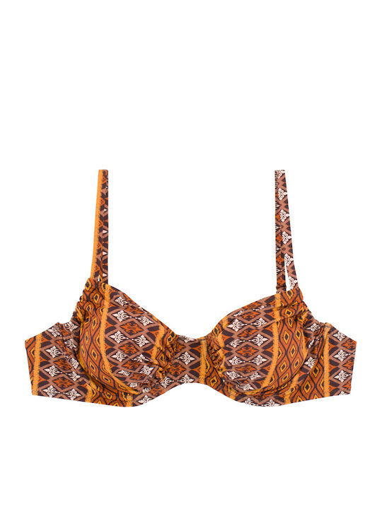 Plus Size Women's Bikini Swimsuit Underwire Boho Flexfit Brown