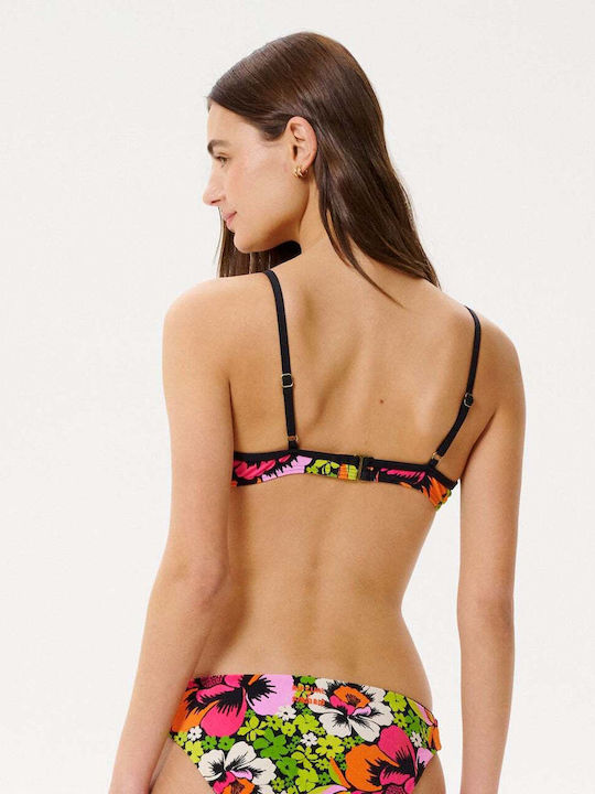 Bikinioberteile Dreieck Blumen Schwarz