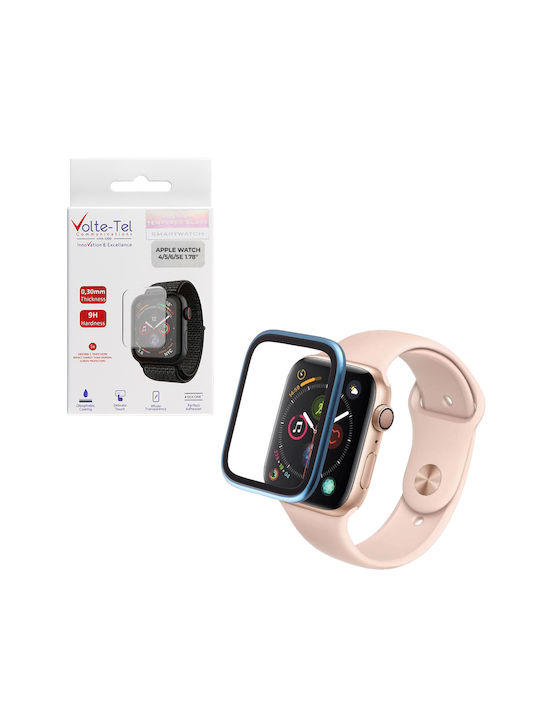 Volte-tel Tempered Glass Apple Watch 4 5 6 Se 44mm 3d Curved Aluminium 1.78'' 0.30mm Full Cover & Installation Tool Blue 5205308416910