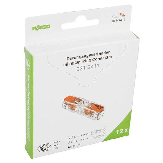 Cable Connector Quick Connection 12 Pcs 2x0.2-4mm2 Wago
