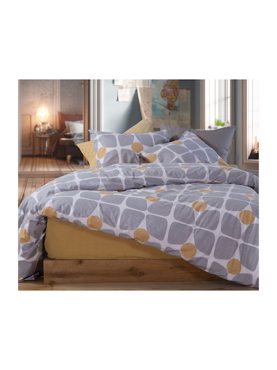 Nef-Nef Homeware Casual Σετ Σεντόνια King Size με Λάστιχο 180x200+35εκ. Casual Coreo Yellow (4τμχ)