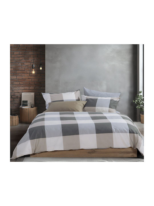 Nef-Nef Homeware Casual Комплект Чаршафи Кралица С Ластик 160x200+35см Casual Check Розов (4бр)