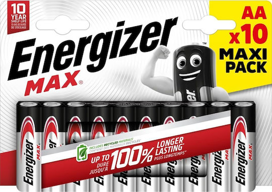 Energizer Max Αλκαλικές Μπαταρίες AA 1.5V 10τμχ