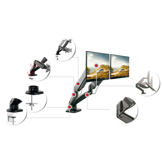 Jollyline PRO-1732/DOUBLE Βάση Γραφείου για 2 Οθόνες έως 32" με Βραχίονα