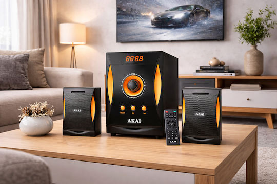 Akai Proffesional Sistem audio 2.1 SS032A-3515 110582-0089 38W cu Media digitale Player și Bluetooth Negru