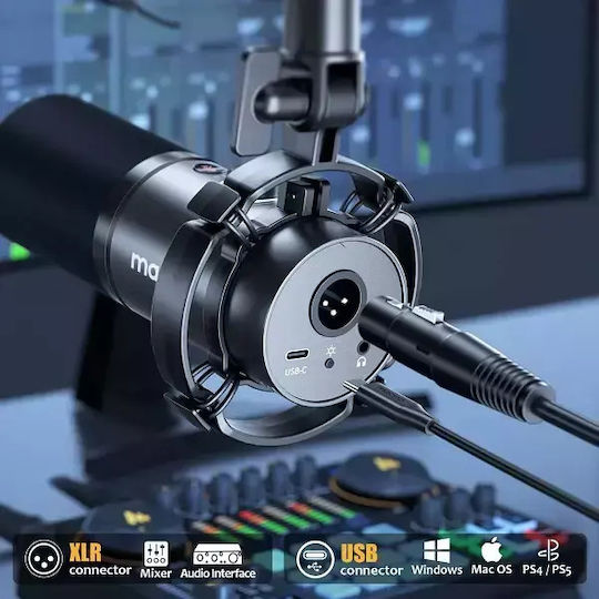 Maono PD200x Δυναμικό Μικρόφωνο Επιτραπέζιο, Shock Mounted για Φωνητικά σε Λευκό Χρώμα
