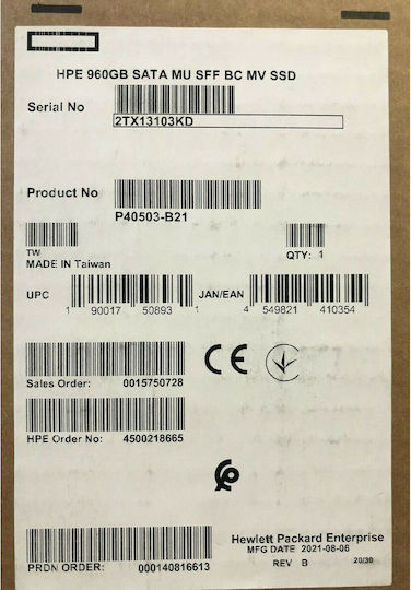HP SFF BC SSD 960GB 2.5'' SATA III Connection