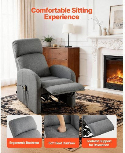 Relax Sessel Hellgrau 63x86x101,5cm