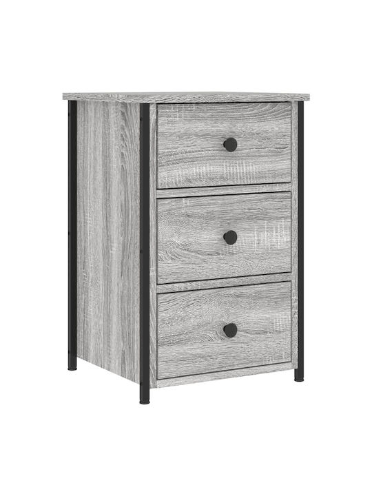 Wooden Bedside Tables with Metal Legs Gray 2 Pieces 40x36x60cm