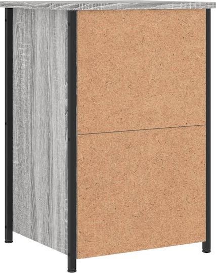Нощни Шкафчета Дървени с Метални Крака Сиви 2 Бройки 40x36x60см