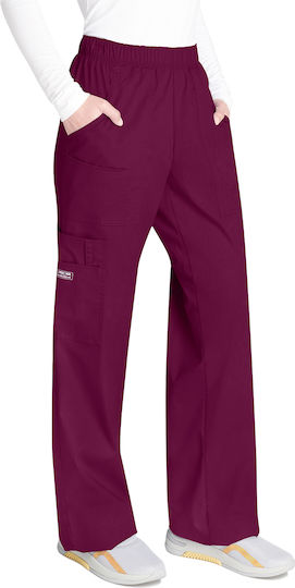 Cherokee Core Stretch Female Medical Pants Burgundy from Cotton and Polyester