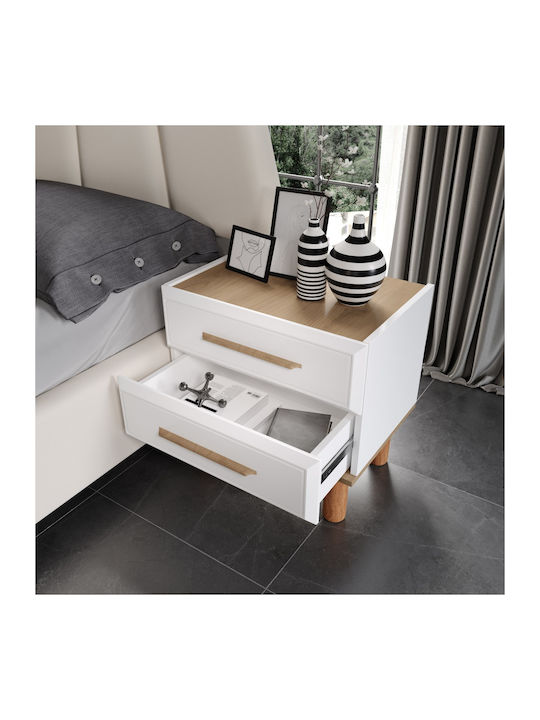 Stewehome Bedroom Furniture Set White & Oak Modern Design 6 Pieces 160x200cm
