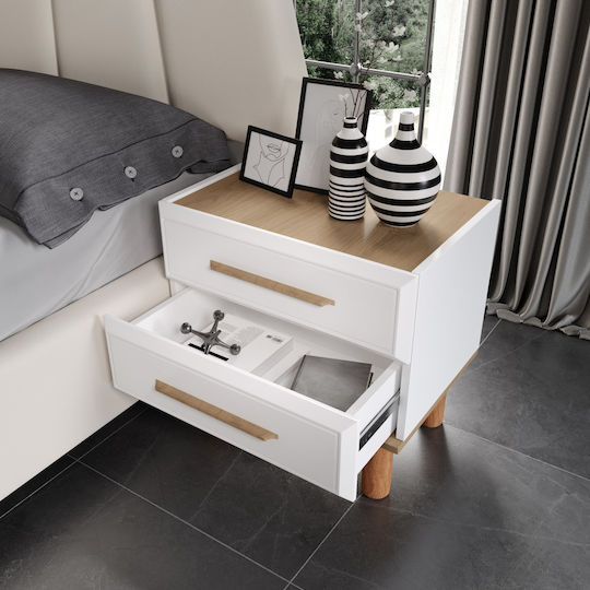 Stewehome Спален Комплект Бял И Дъб Модерен Дизайн 6 Бройки 160x200см