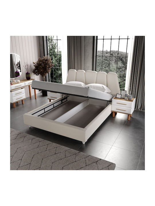 Stewehome Bedroom Furniture Set White & Oak Modern Design 6 Pieces 160x200cm