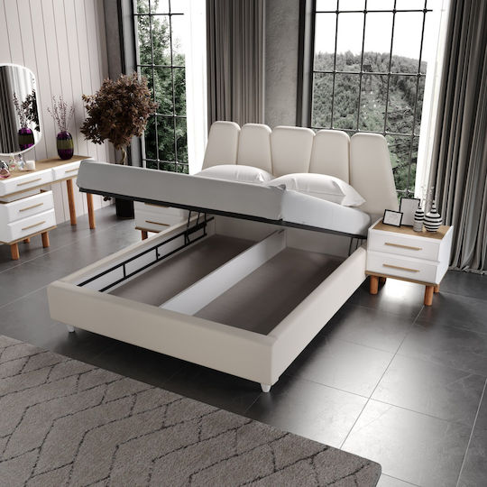 Stewehome Спален Комплект Бял И Дъб Модерен Дизайн 6 Бройки 160x200см