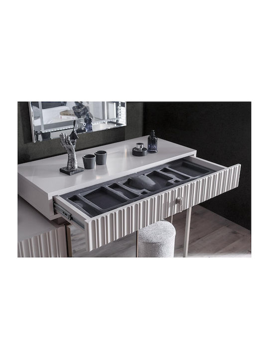 Stewehome Set Mobilier Pentru Dormitor Alb Argintiu Lux 7 Bucăți 160x200cm