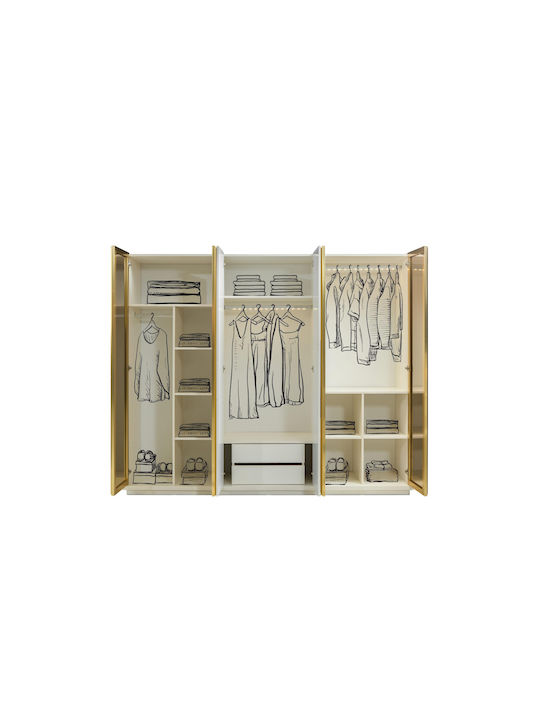 SteweHome Schlafzimmermöbel-Set Weiß Gold Luxus 7 Stück 160x200cm