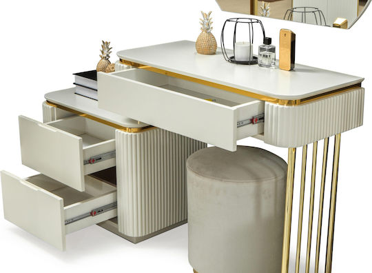 SteweHome Schlafzimmermöbel-Set Weiß Gold Luxus 7 Stück 160x200cm
