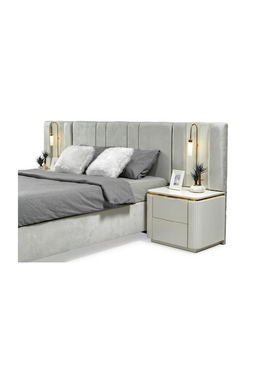 SteweHome Schlafzimmermöbel-Set Weiß Gold Luxus 7 Stück 160x200cm
