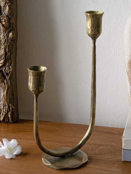 Artekko Metal Candle Holder in Gold Color 16x29x9cm