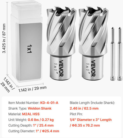 Vevor Set 4 HSS Drills for Metal and Masonry