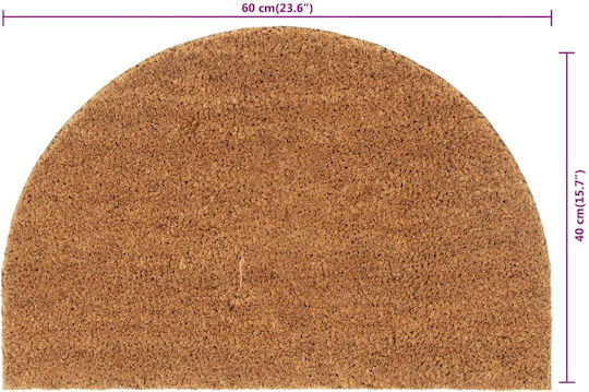 vidaXL Covoraș De Intrare Semicircular Din Nucă De Cocos Cu Strat Antiderapant Maro 40x60cm