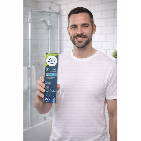Veet Men Total Pro Hair Removal Cream Κρέμα Αποτρίχωσης για Σώμα 200ml