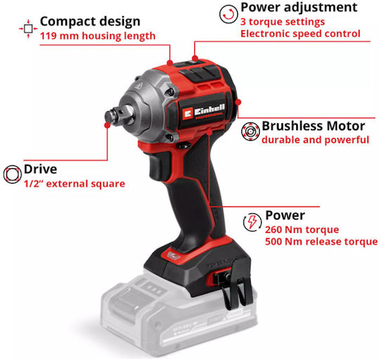 Einhell TP-CW 18/350-C LI BL Παλμικό Κατσαβίδι Μπαταρίας Solo Brushless 18V