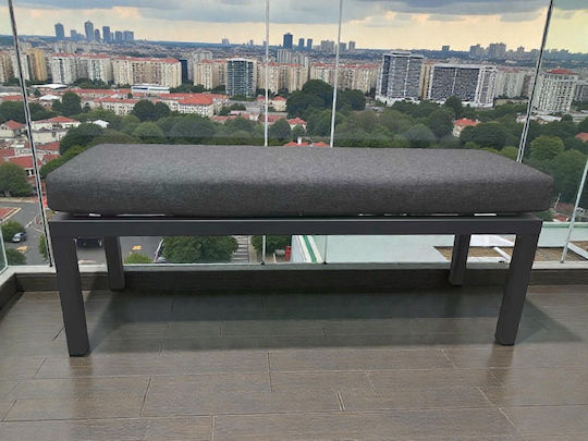 Gartenhocker aus Aluminium mit Grauem Kissen 120x40x46cm