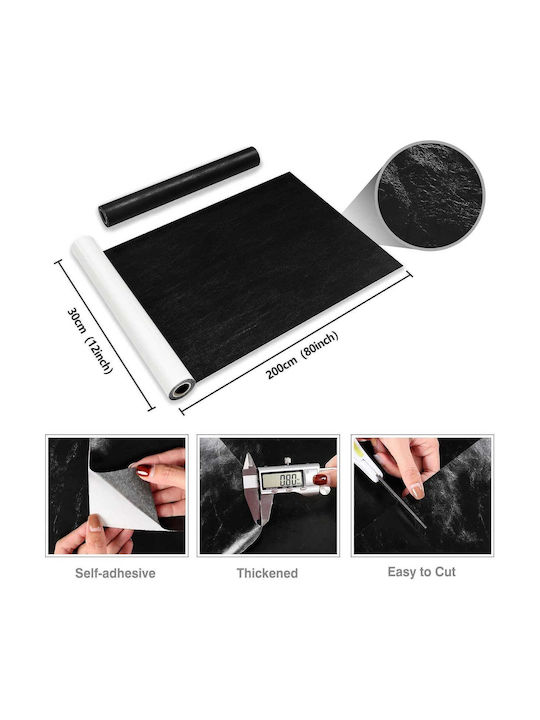 Self-Adhesive Black Faux Paper Wall Wallpaper 200x30cm