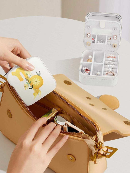 Jewellery Box Travel Faux Leather 10x10x5cm