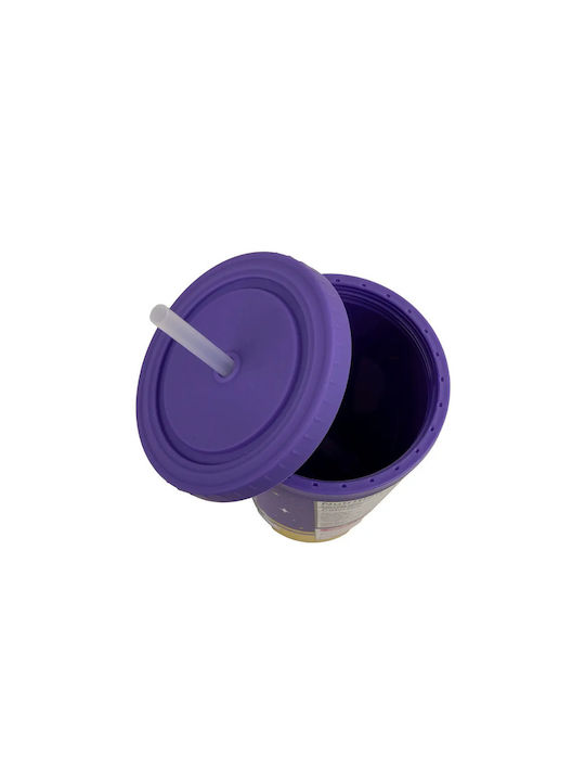 Cinereplicas Чаша от Пластмасова в Лилав Цвят със Сламка 475ml