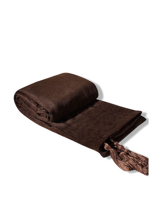 Silk Fashion Ριχτάρι Πολυθρόνας Chenille 180x180εκ. Καφέ