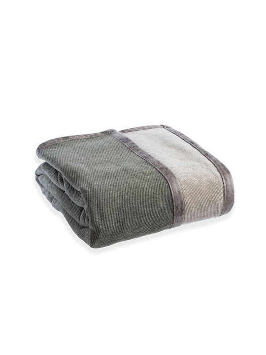 Nef-Nef Homeware New Tanger Ριχτάρι Πολυθρόνας Δύο 'Οψεων Ζακάρ 180x180εκ. Forest Green / Ecru