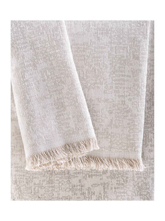 Rythmos Totem Sofa Throw 2 Seater 2 Sides Jacquard 180x240cm Ecru