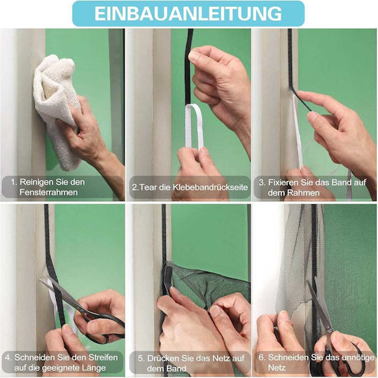 Window Mosquito Net With Velcro Permanent Black 150x130cm