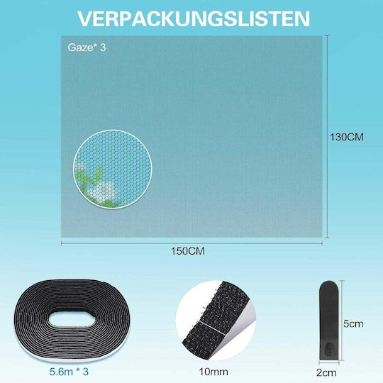 Window Mosquito Net With Velcro Permanent Black 150x130cm