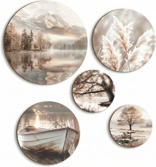 Tablouri Rotunde De Perete Bej Set Living Dormitor Boho
