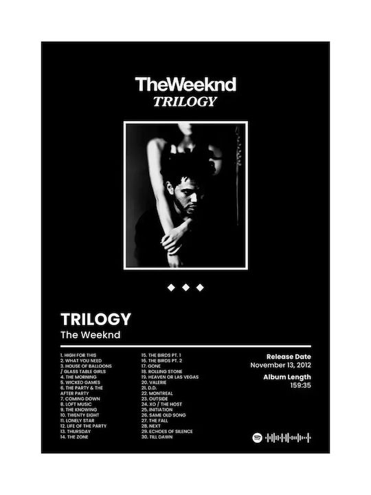 Music Poster Weeknd Trilogy Ms096 21cm X 30cm Frame Natural Wood Beige