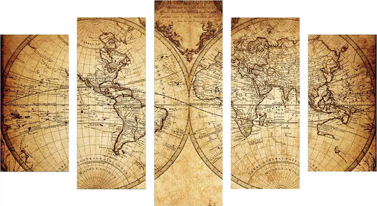 HomeMarkt Vintage World Map Πεντάπτυχος Πίνακας 100x60cm