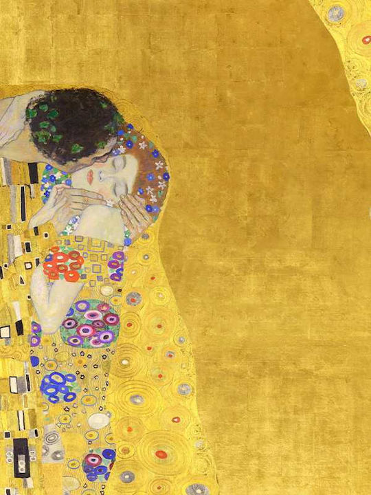 Poster Gustav Klimt Kiss Art155 50cm X 70cm Natural Wood Frame Beige