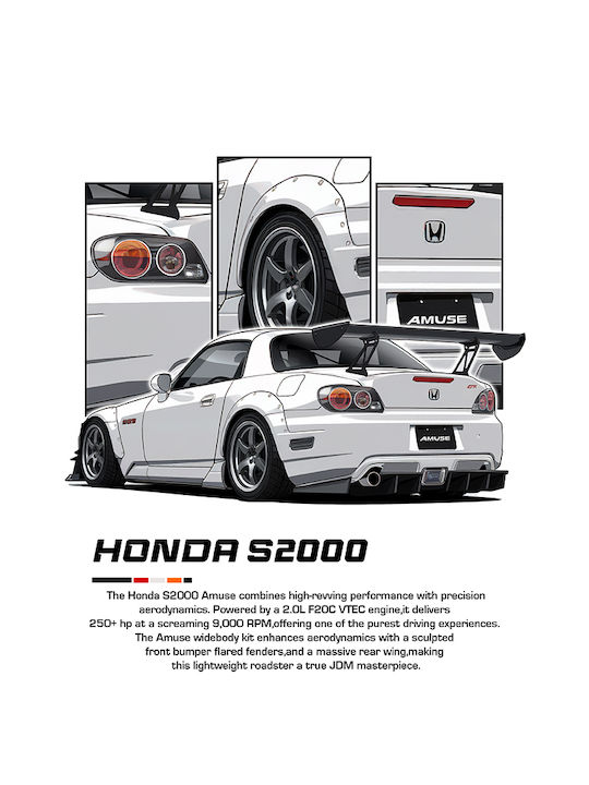 Poster Honda S2000 Cr035 40cm X 50cm Black Wooden Frame