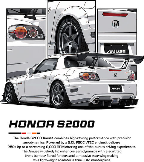 Poster Honda S2000 Cr035 40cm X 50cm Black Wooden Frame