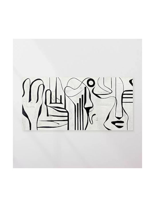 Canvas Painting Black and White Abstract Linear Design Knv2556 50cm X 115cm