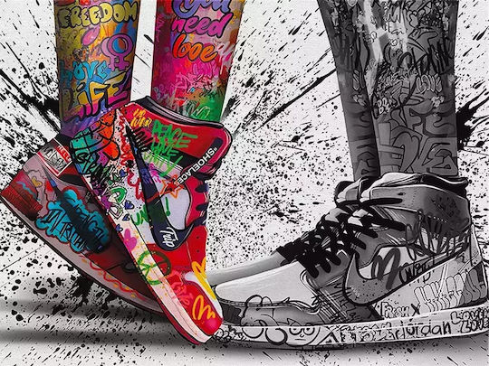 Poster Graffiti Sneakers Snk070 21cm X 30cm Λευκό Κάδρο Pvc 18x24
