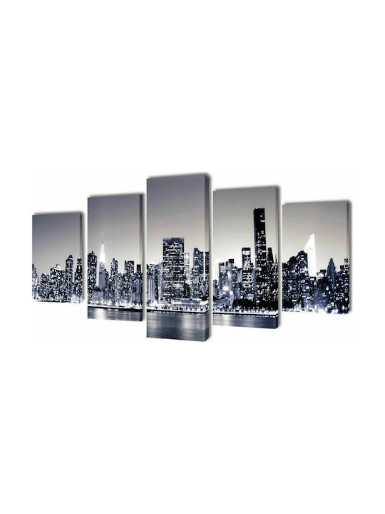 vidaXL Fivefold Painting on Canvas 200x100cm